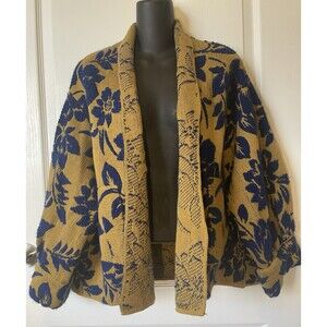 Dixie Women’s Floral Cardigan Sweater Small Wool Alpaca Blend Made Italy